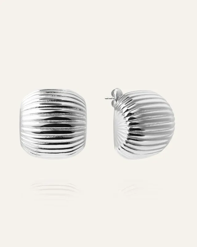 Mockberg Retro Ribbed øreringer sølv 23 mm