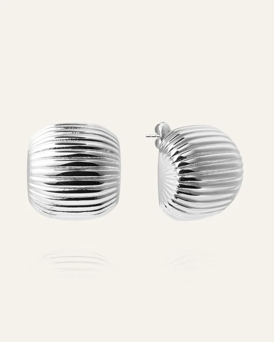 Mockberg Retro Ribbed øreringer sølv 23 mm