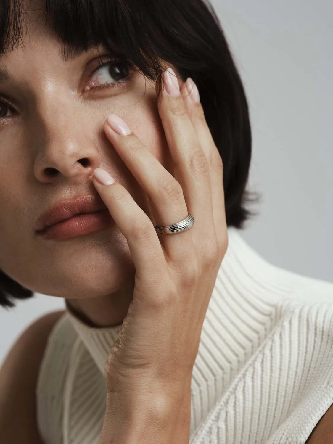 Mockberg Edge Ribbed ring sølv stål