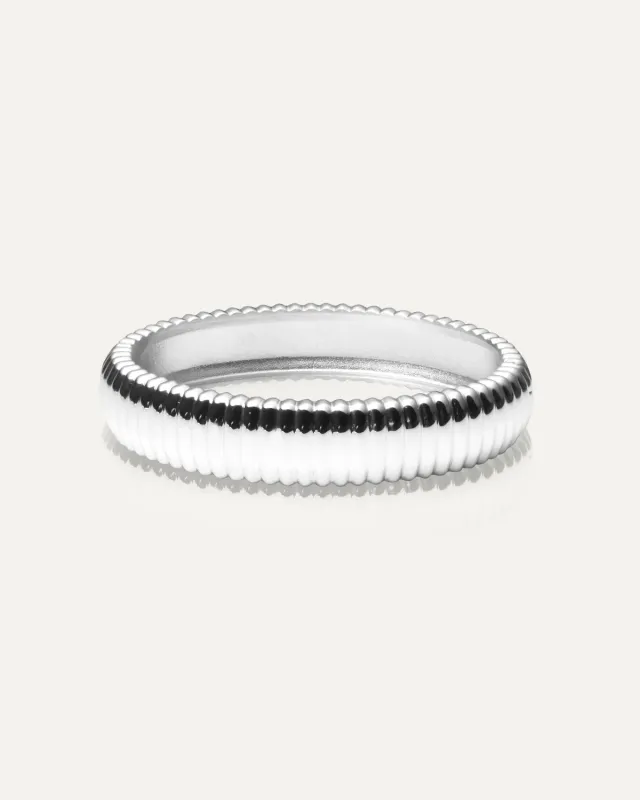 Mockberg Retro Ribbed Bangle armring sølv 160 mm