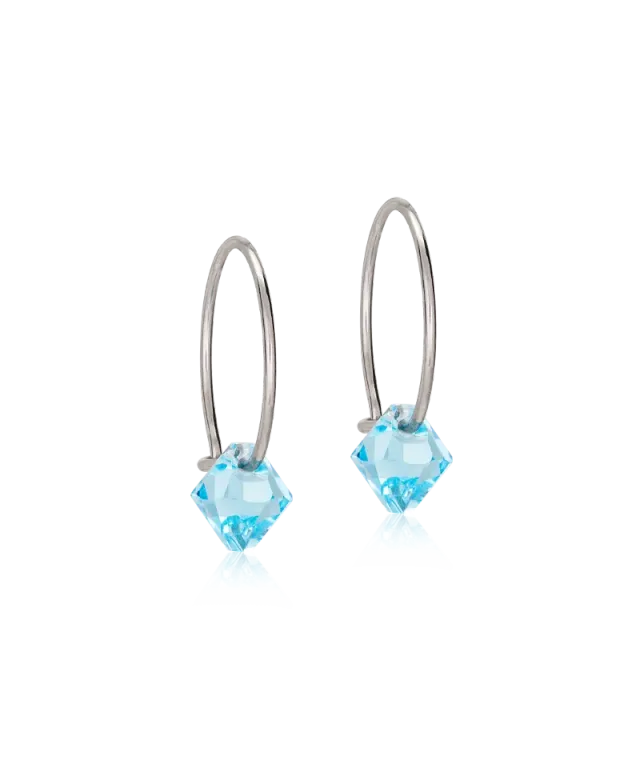 Blomdahl Ear Ring 14 mm Bicone øredobber aquamarine titan