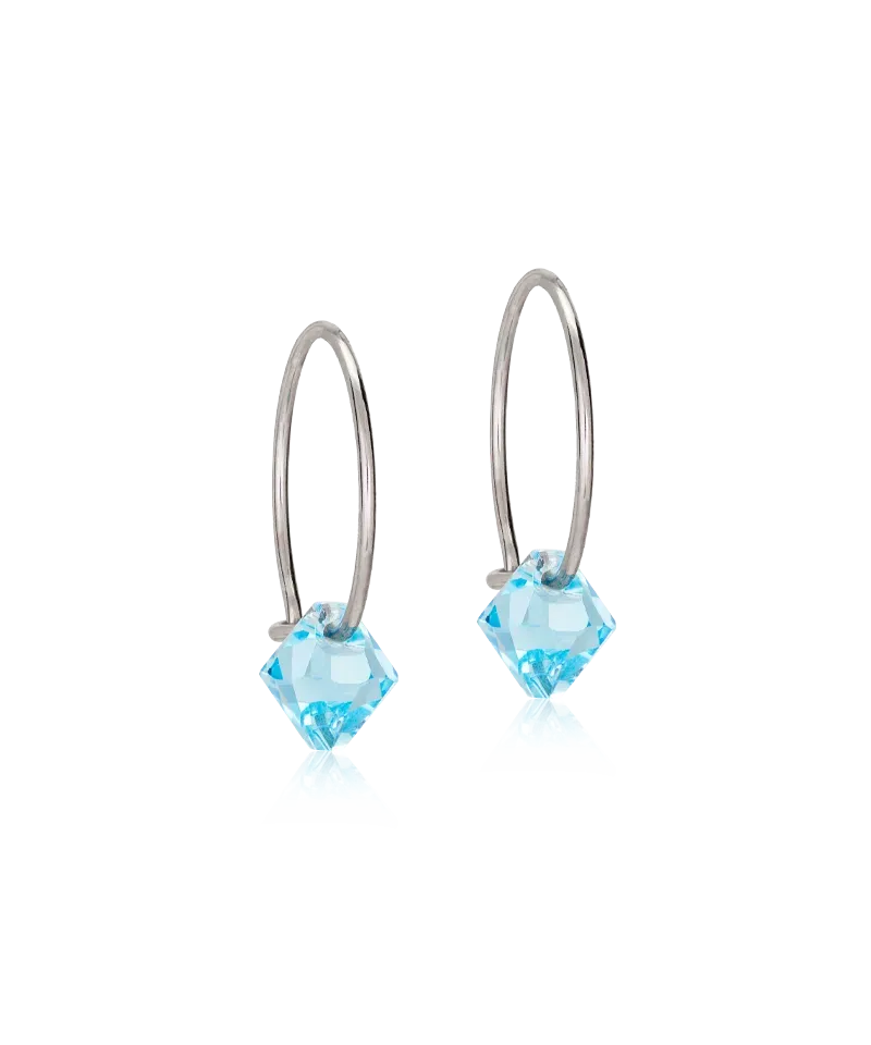 Blomdahl Ear Ring 14 mm Bicone øredobber aquamarine titan