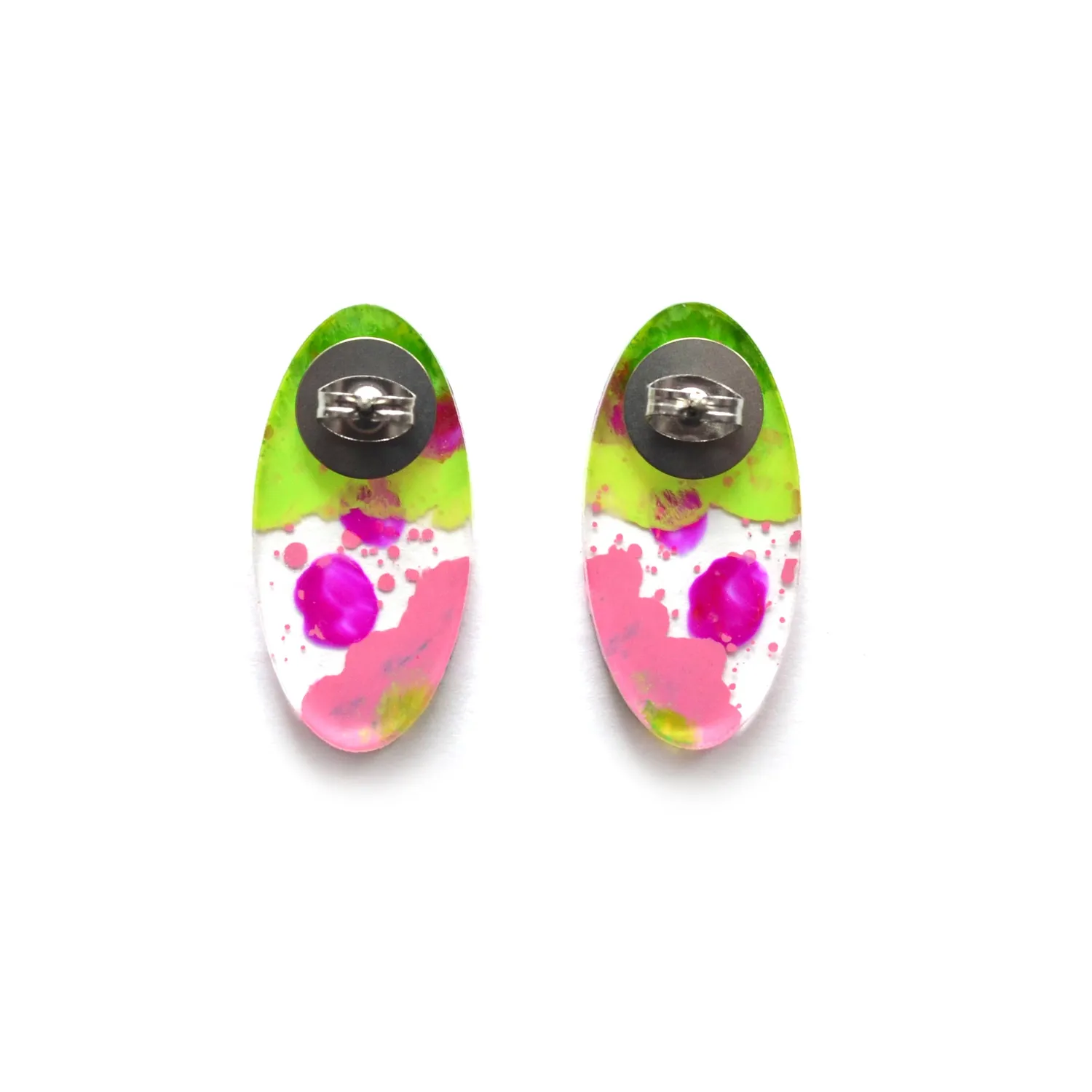BooandBooFactory Glitter Oval studs rosa grønn