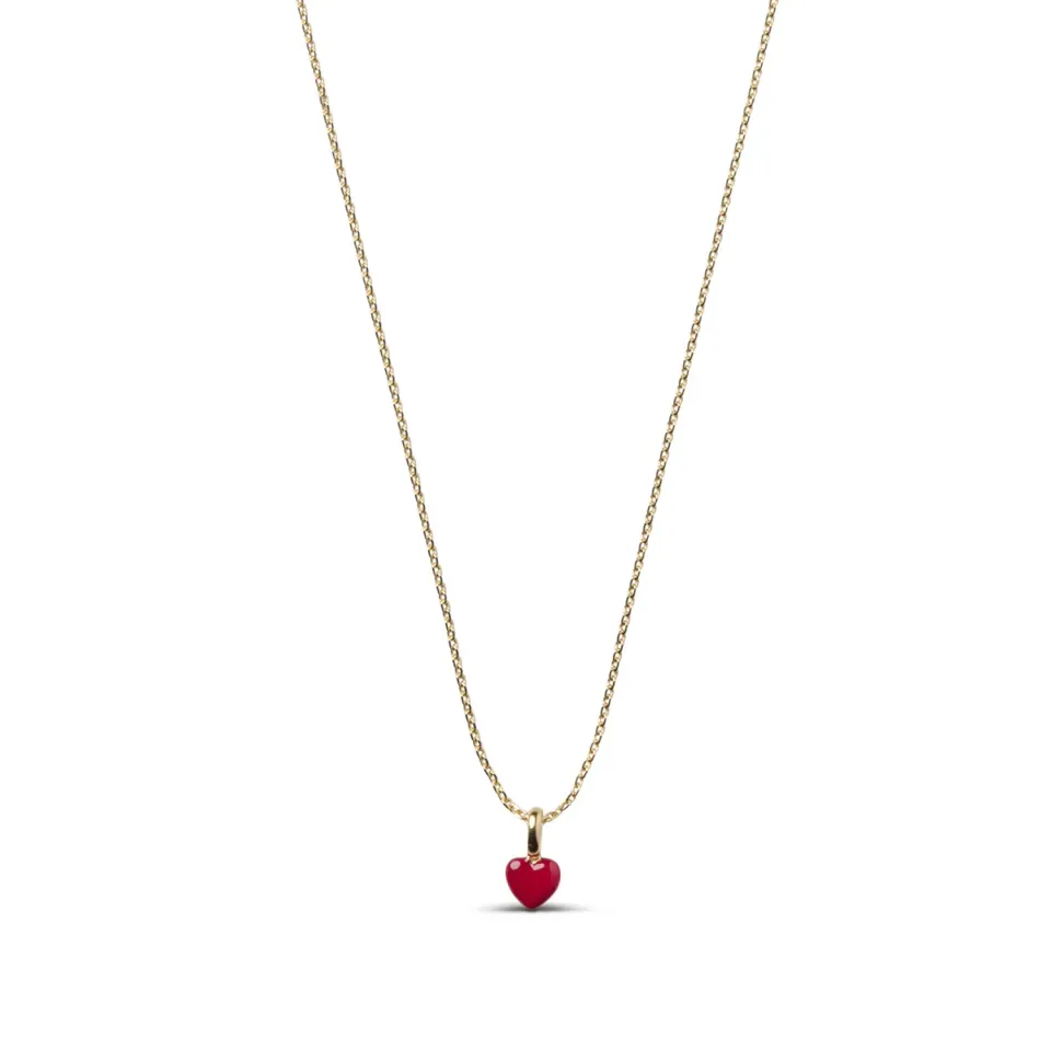 Enamel Amore Bordeaux halskjede 45+5 cm gull