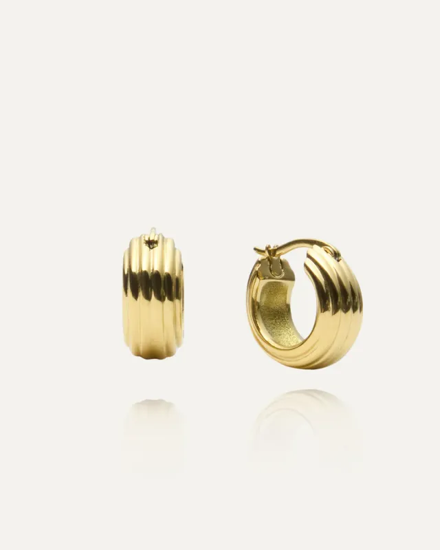 Mockberg Edge Ribbed Small Hoops øredobber gull 16 mm