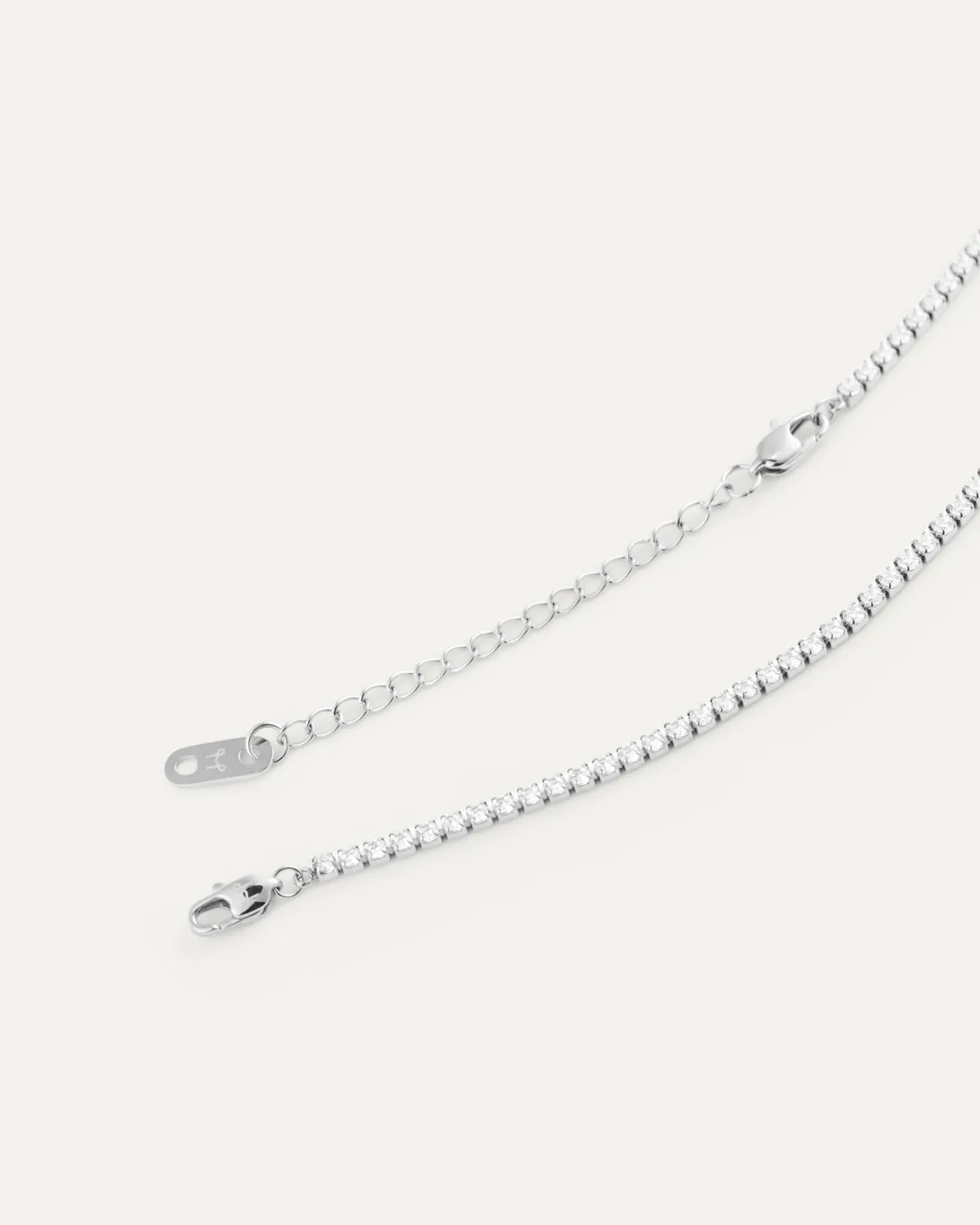 Mockberg Shiny Tennis halskjede sølv 2 mm zirkonia