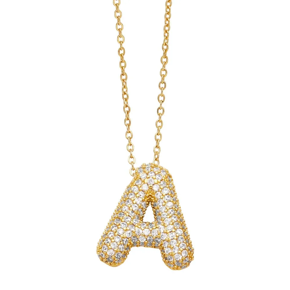 Mea Nani Diamond Initial bokstavsmykke gull A-Z med zirconia
