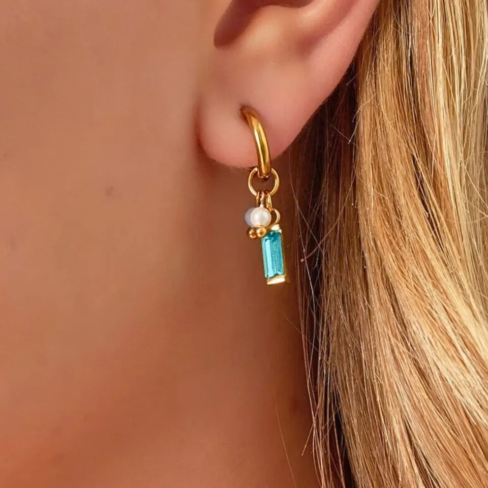 Mea Nani Ocean Whispers hoops havblå 14K gull