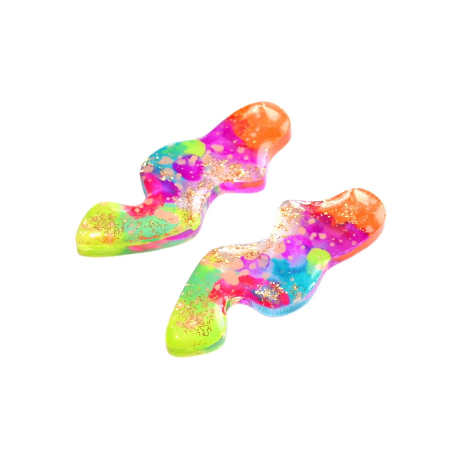 BooandBooFactory Squiggle øredobber neon oransje grønn