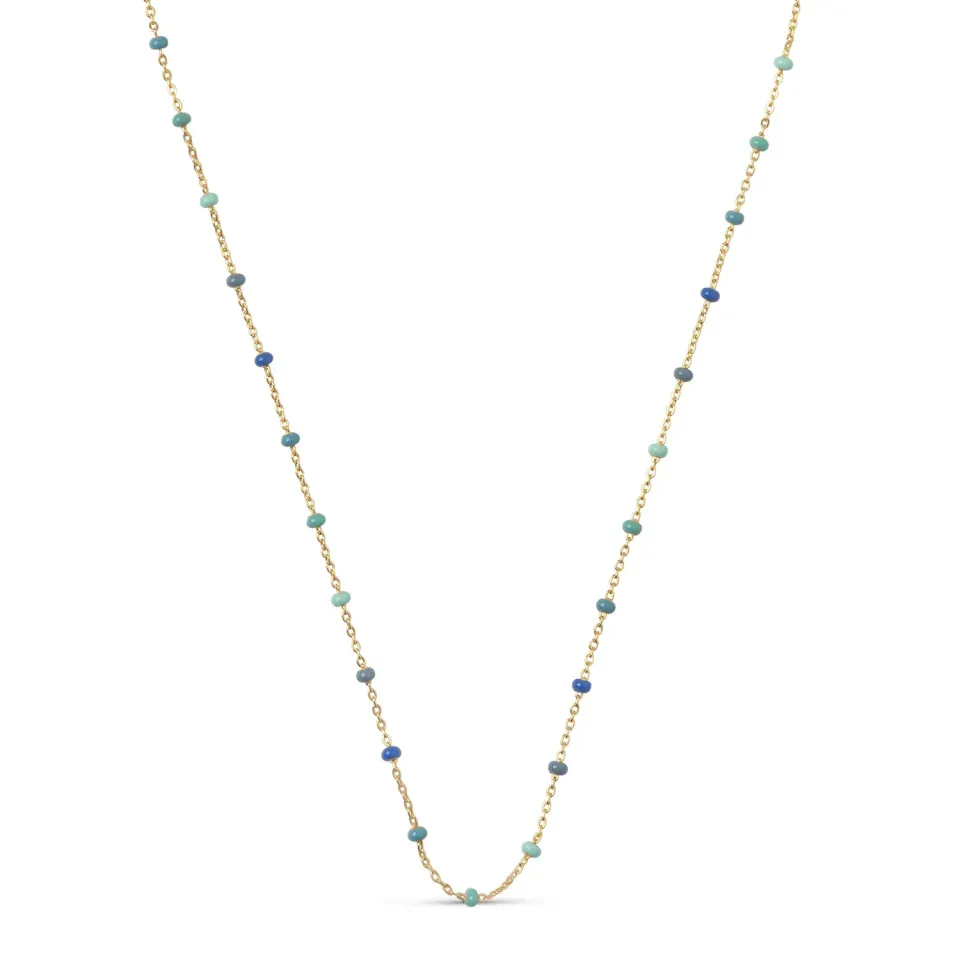 Enamel Lola Atlantic halskjede 38 cm gull havblå emalje