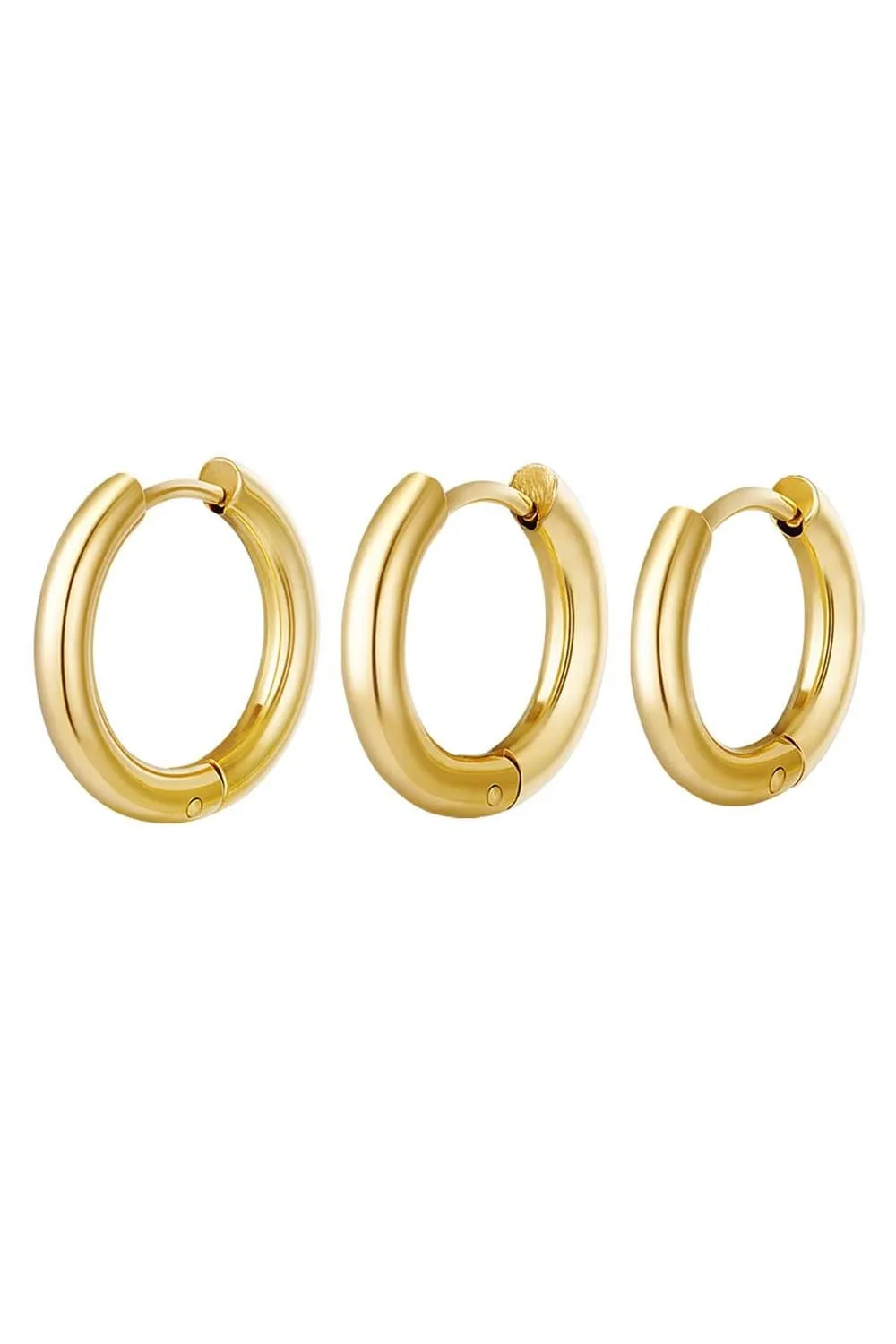 Mea Nani Chunky Hoops Set øredobber gull 3-pakning