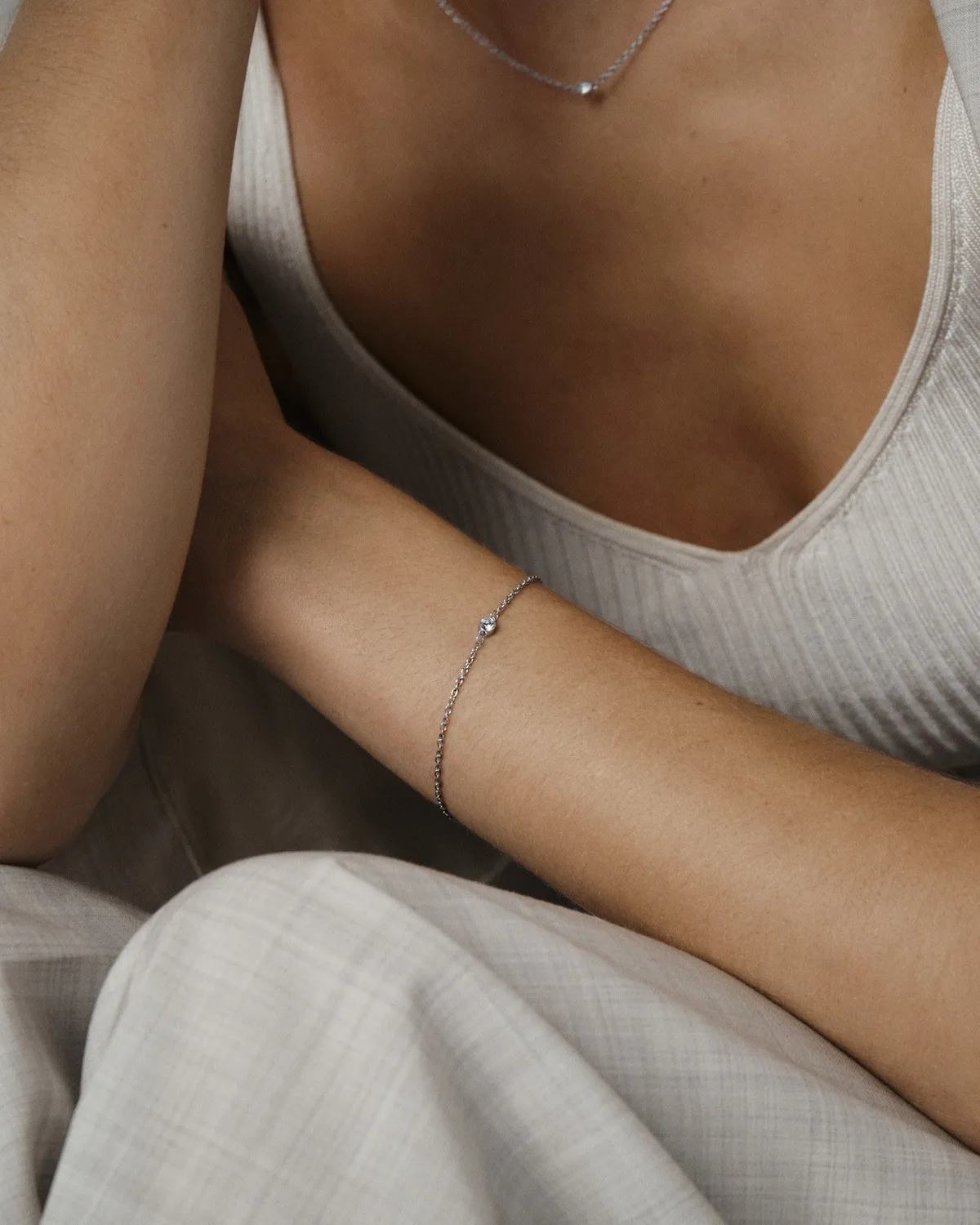 Mockberg Thin Sparkle armbånd Small sølv sten