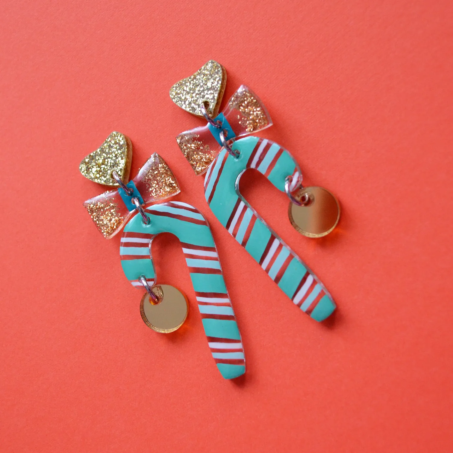 BooandBooFactory Candy Cane juløredobber mint gull