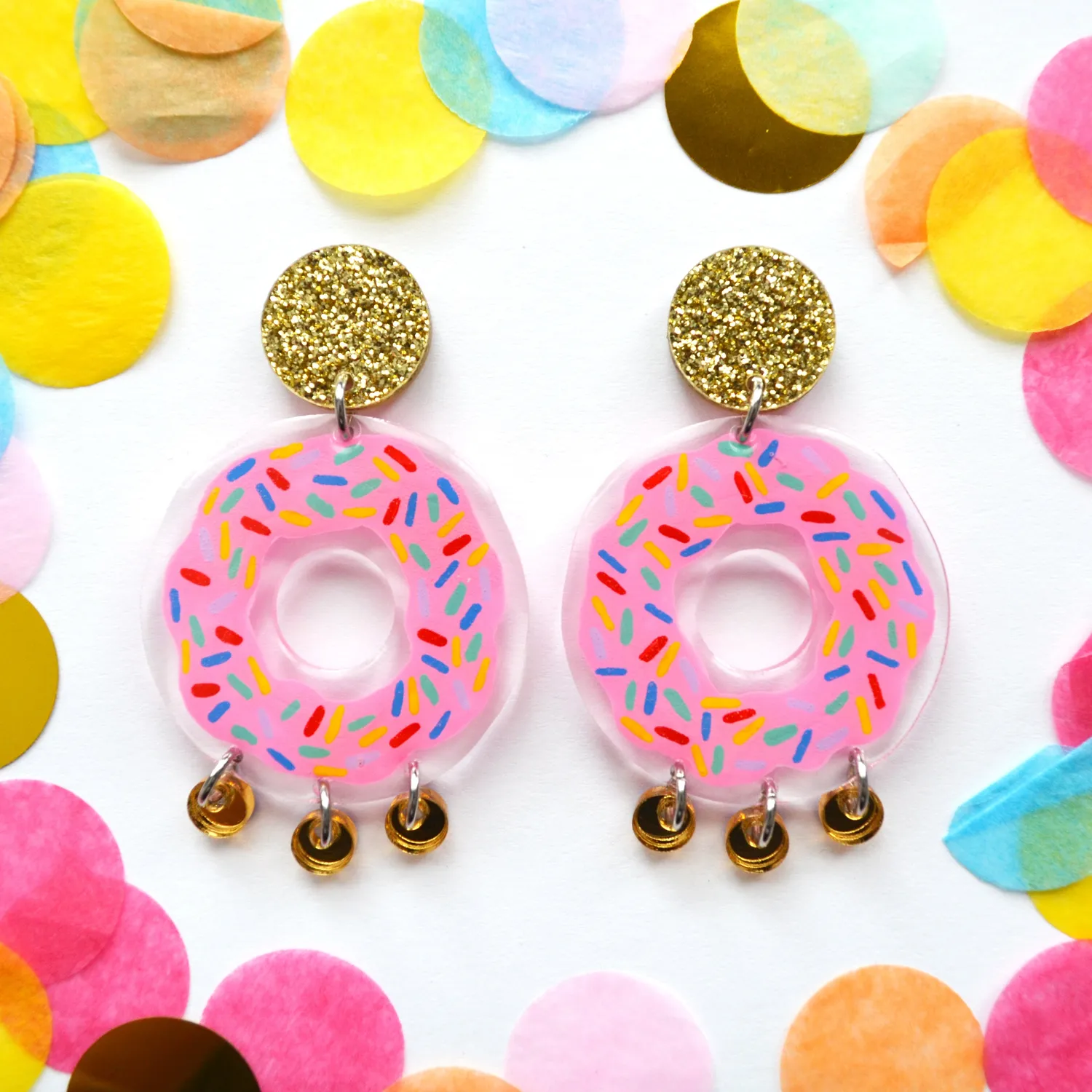 BooandBooFactory Pink Gold Donut øredobber smultring rosa