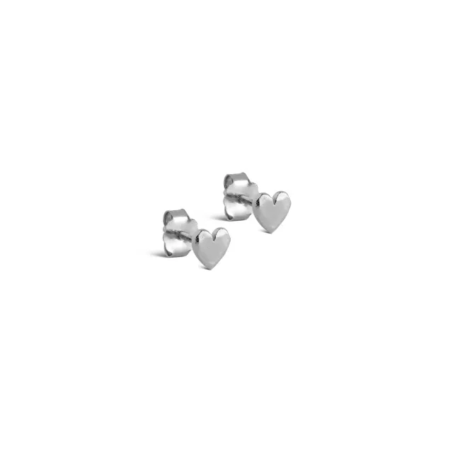 Enamel Heart studs sølv hjerte 5 mm