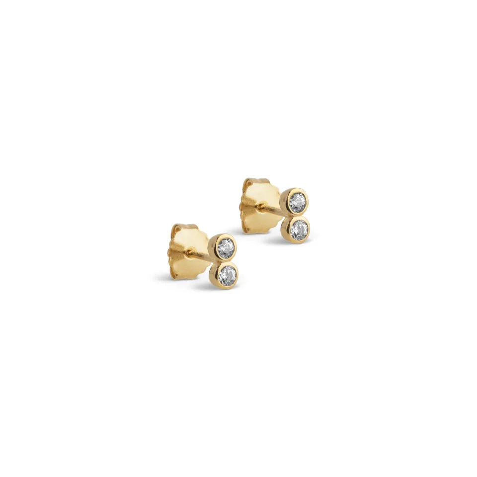 Enamel Twin CZ stikker øredobber 6x3 mm klar