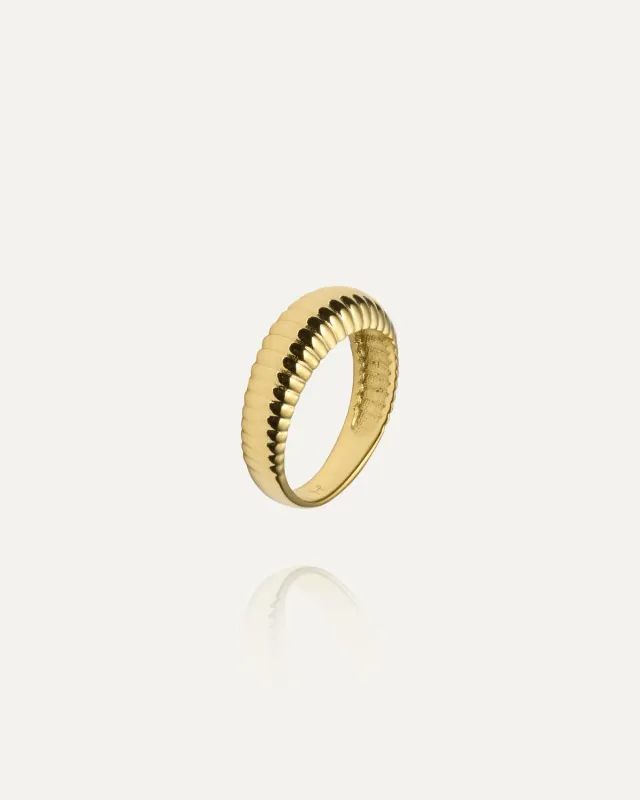 Mockberg Retro Ribbed ring gull 52 stål