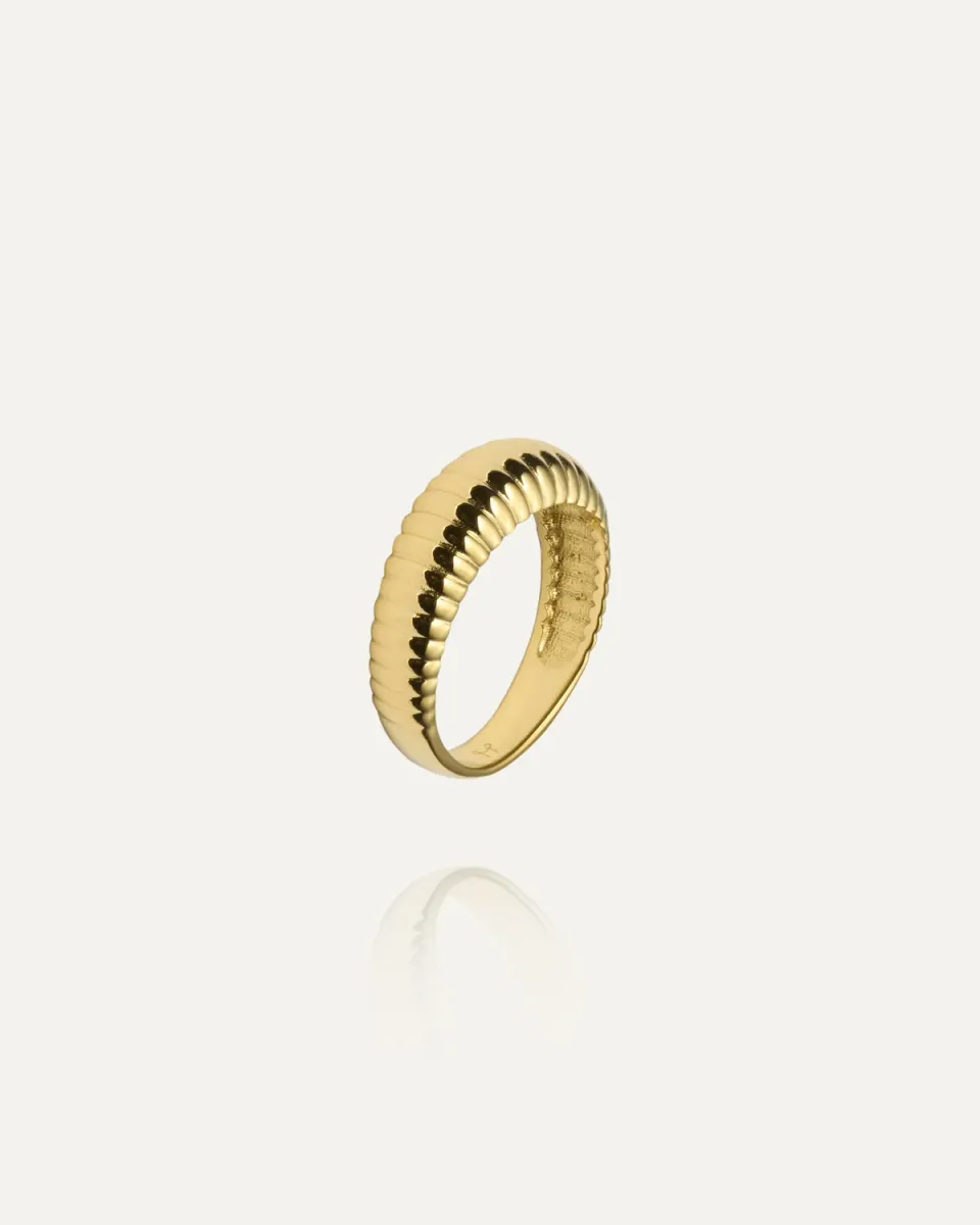 Mockberg Retro Ribbed ring gull 52 stål