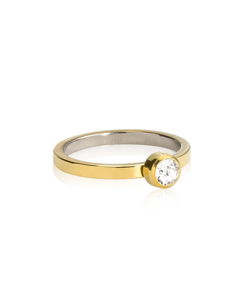 Blomdahl Bezel ring crystal 16 mm gull titan