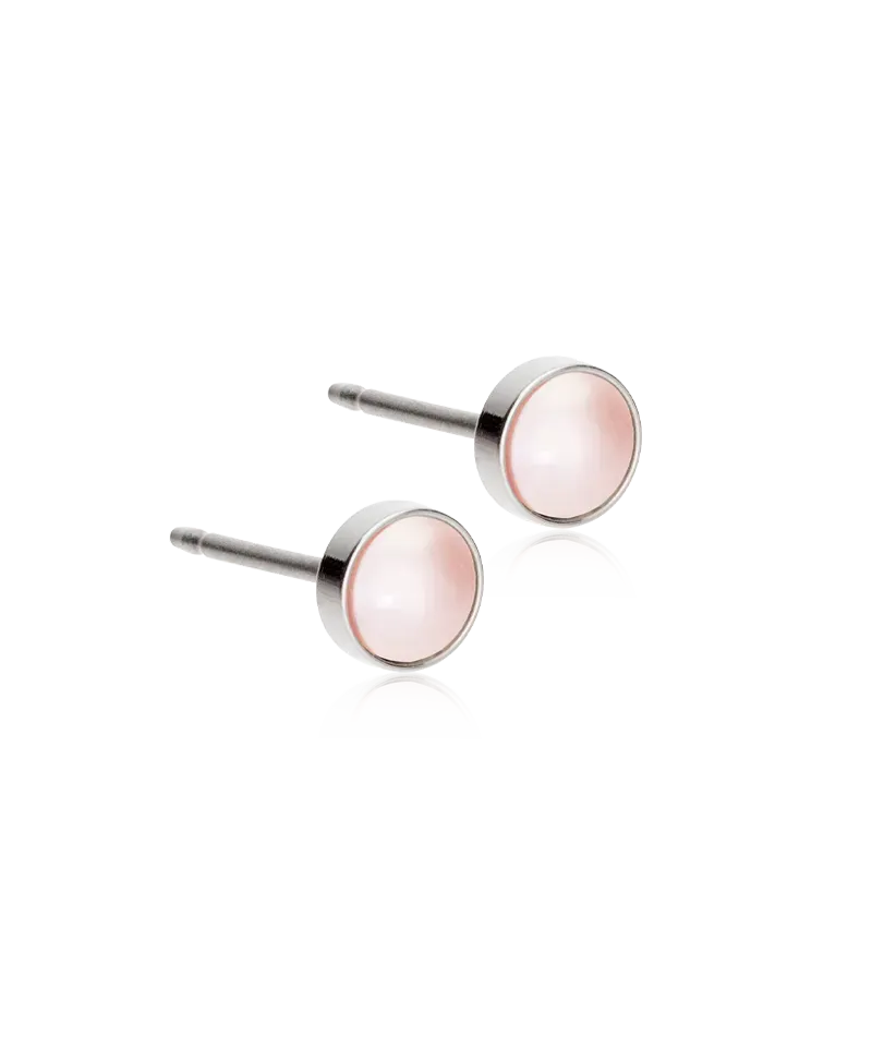 Blomdahl Bezel Pearl øredobber light rose 5 mm