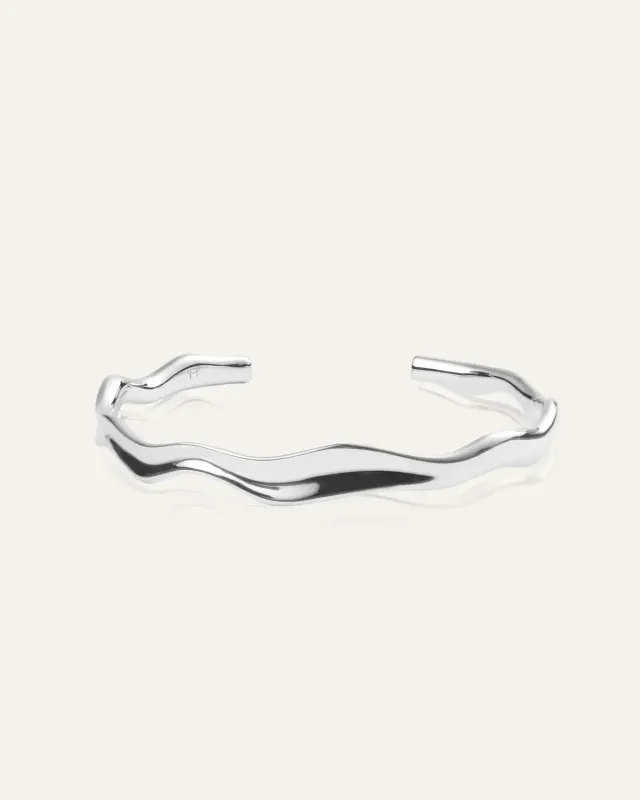 Mockberg Wavy Bolded cuff sølv bangle åpen