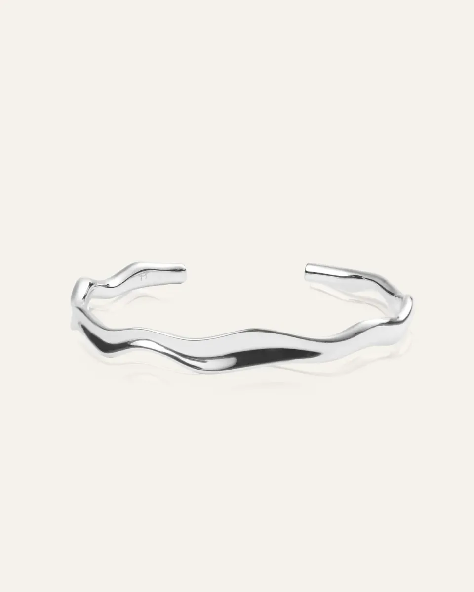 Mockberg Wavy Bolded cuff sølv bangle åpen