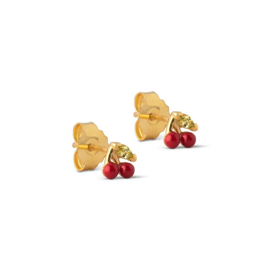 Enamel Cherry øredobber rød 4,9 x 4,5 mm