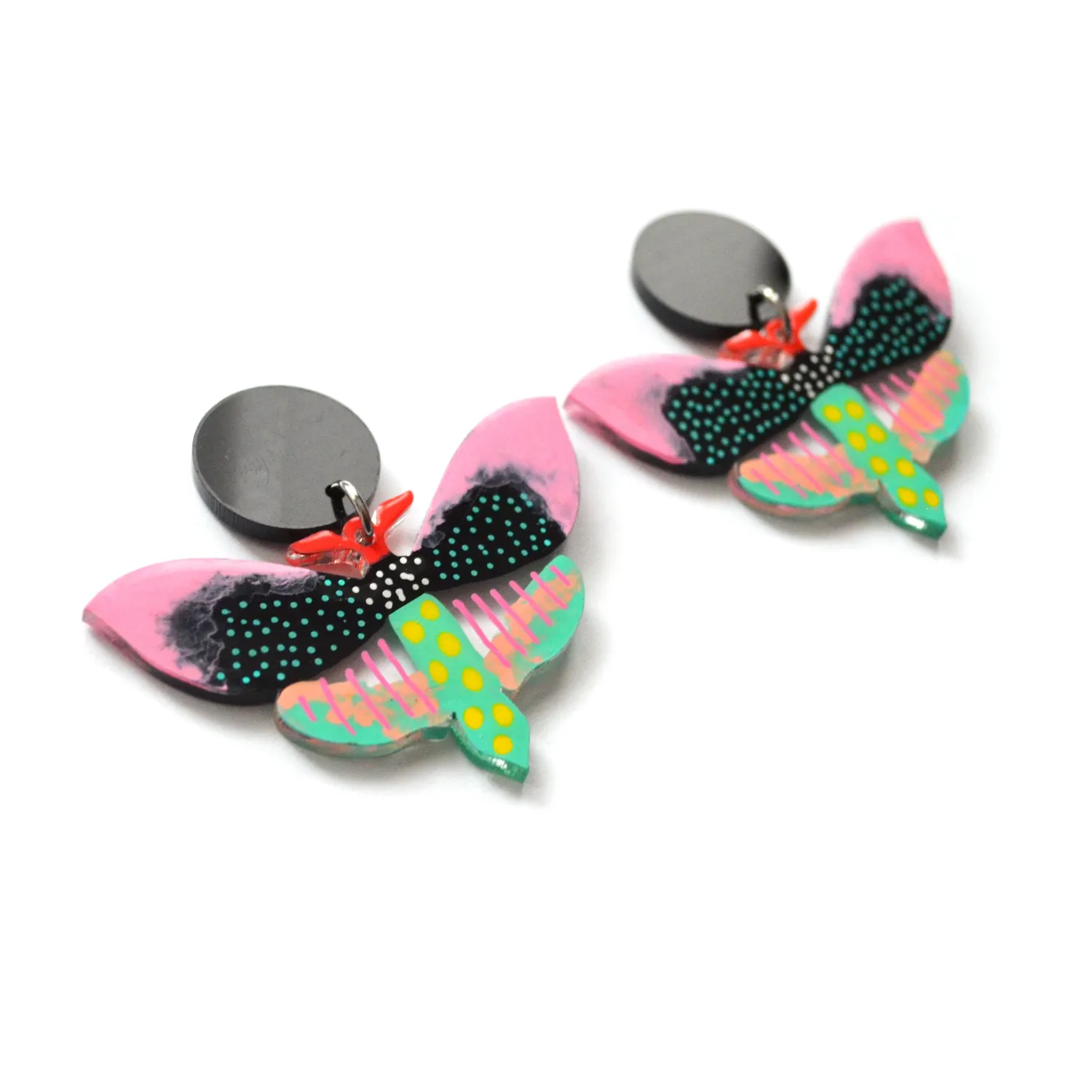 BooandBooFactory Pastel Black Butterfly akryl øredobber