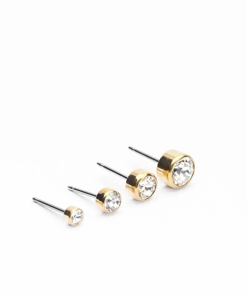Blomdahl Bezel øredobber 3 mm crystal gull titan