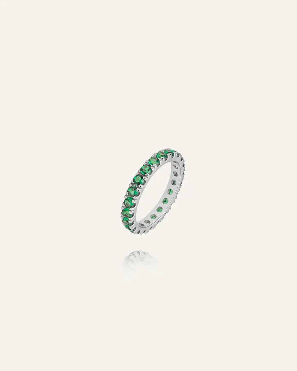 Mockberg Elipse ring sølv grønn 52 stacking