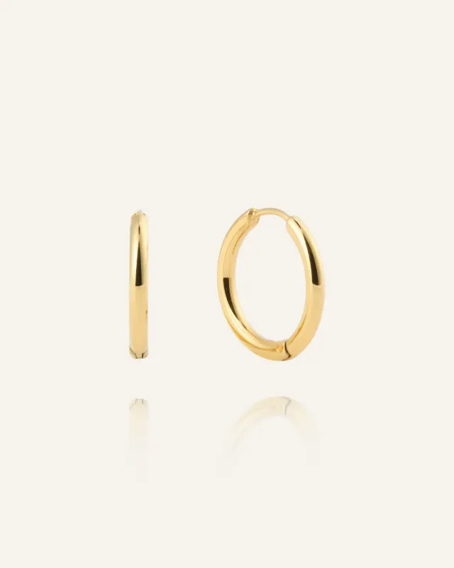 Mockberg Slim Medium Hoops øreringer 16 mm gull