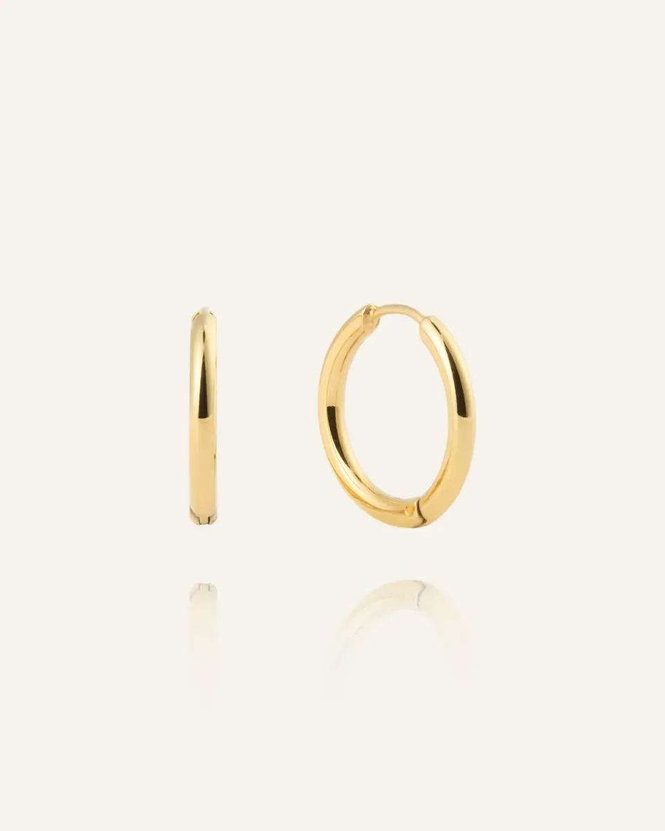 Mockberg Slim Medium Hoops øreringer 16 mm gull