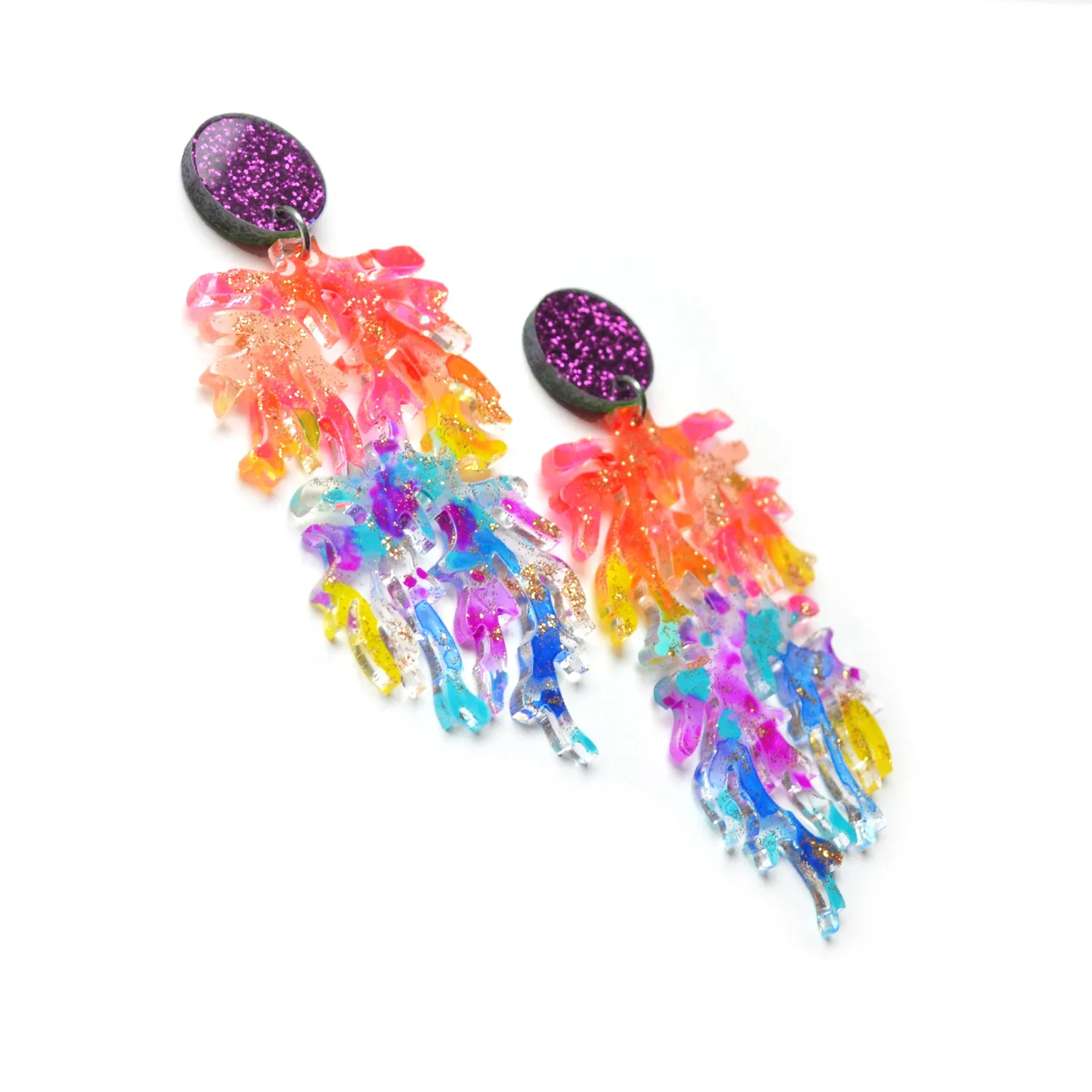 BooandBooFactory Rainbow Coral øredobber 1 par regnbue
