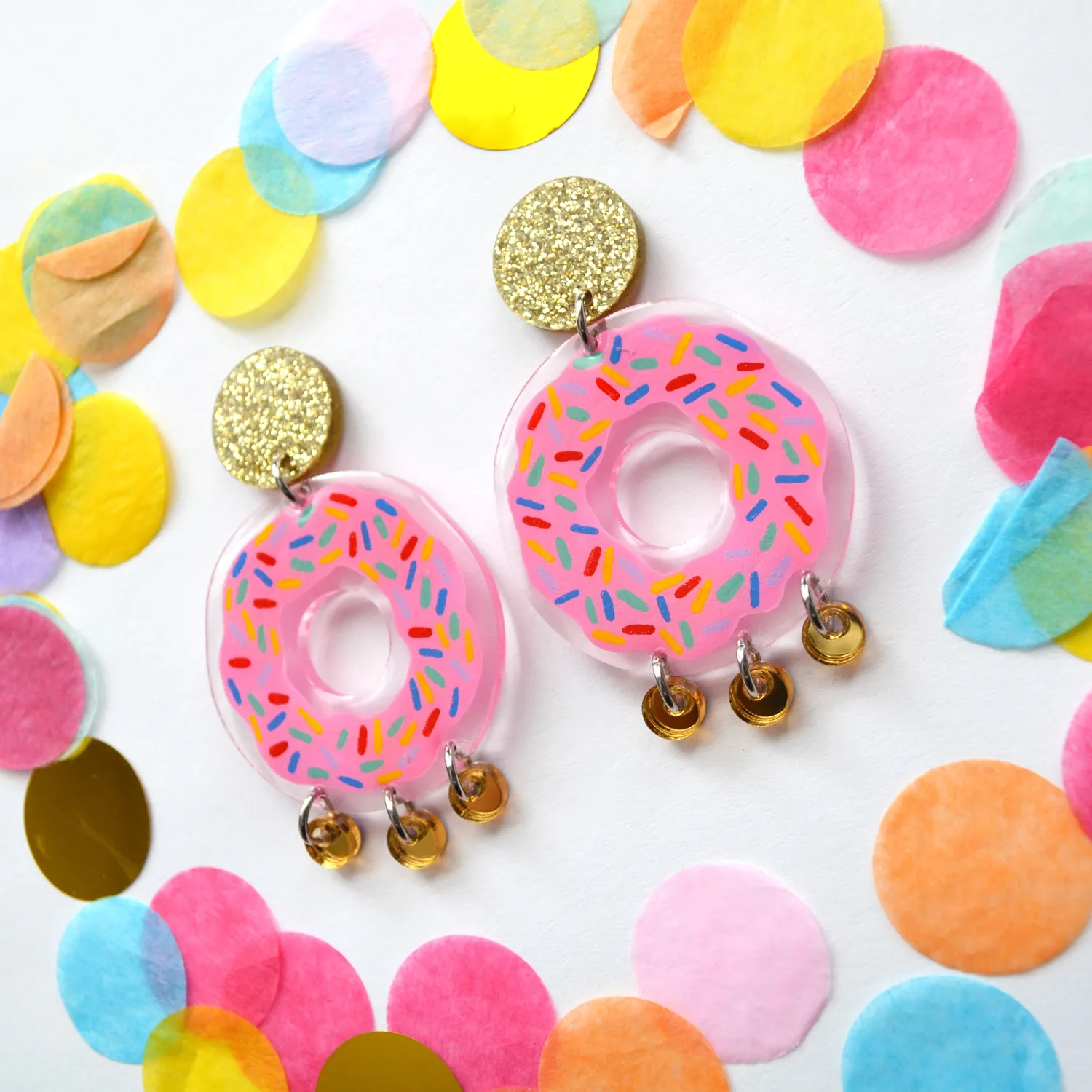 BooandBooFactory Pink Gold Donut øredobber smultring rosa