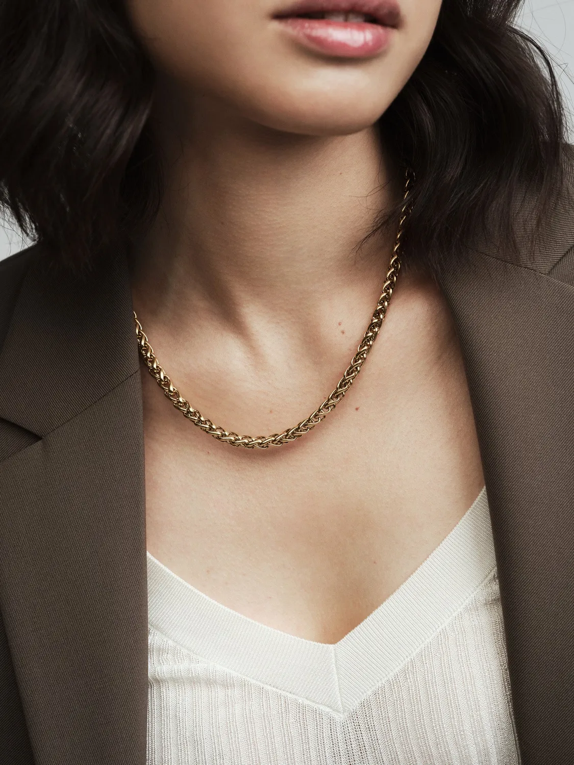 Mockberg Rebel Chain Thin Necklace halskjede gull 450 mm
