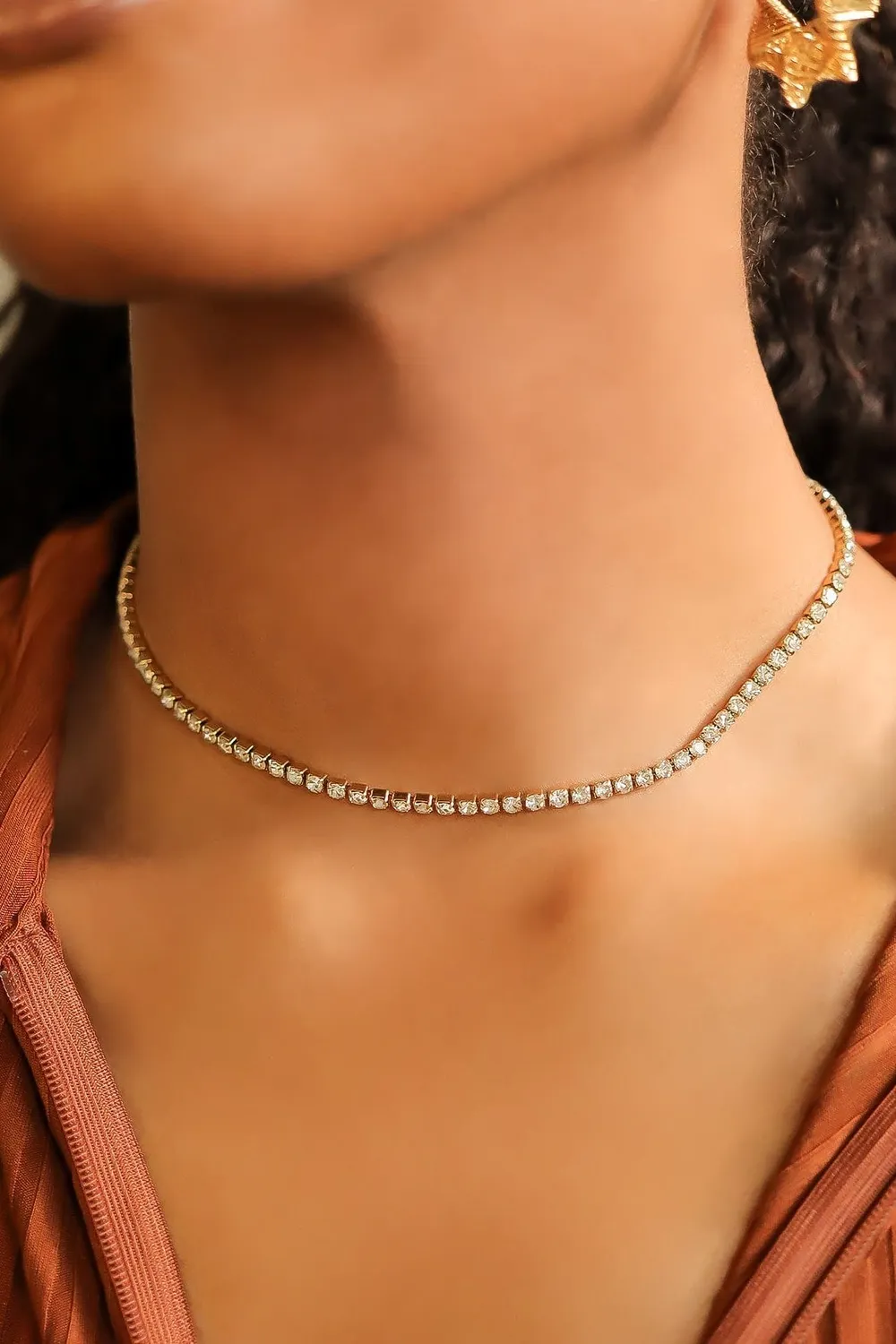 Mea Nani All Eyes On Me tenniskjede 18K gull Choker