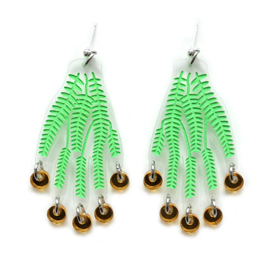 BooandBooFactory Hand Green Vines øredobber gull ranker
