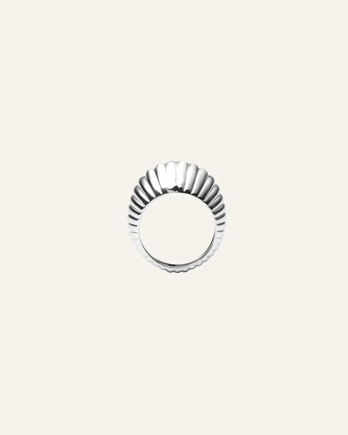 Mockberg Henriette Ring sølvring stål riflet str 50-60