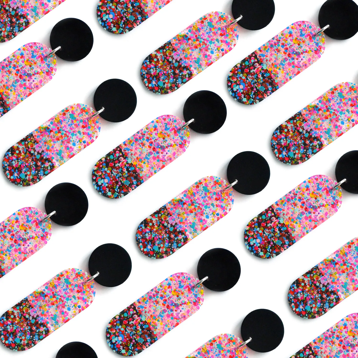 BooandBooFactory Confetti Oval øredobber resin konfetti