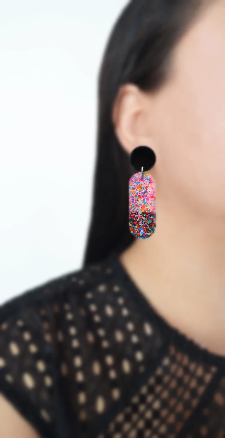 BooandBooFactory Confetti Oval øredobber resin konfetti