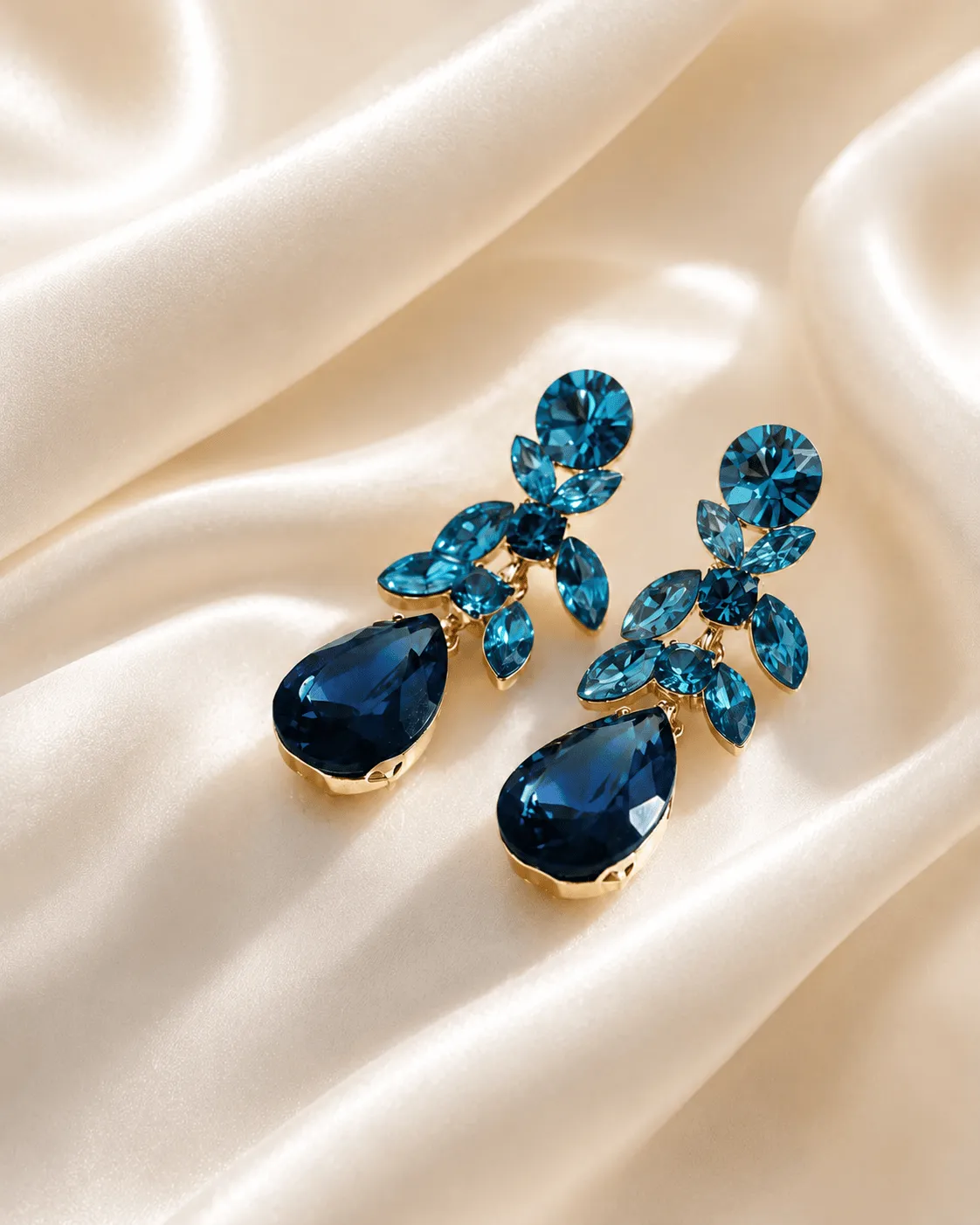 Mea Nani Marina Crystal Drops øredobber aqua blue krystall