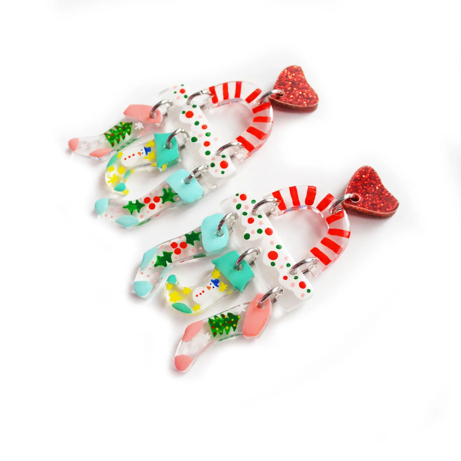 BooandBooFactory Christmas Stockings akryl øredobber jul
