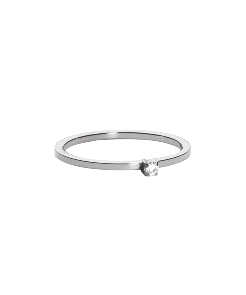 Blomdahl Tiffany Tiny ring CZ white titan hudvennlig