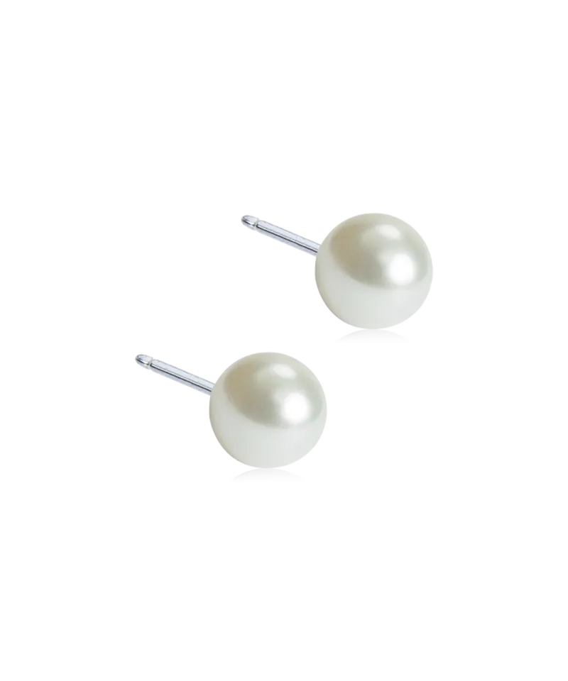 Blomdahl Pearl øredobb 6 mm hvit titan nikkelfri
