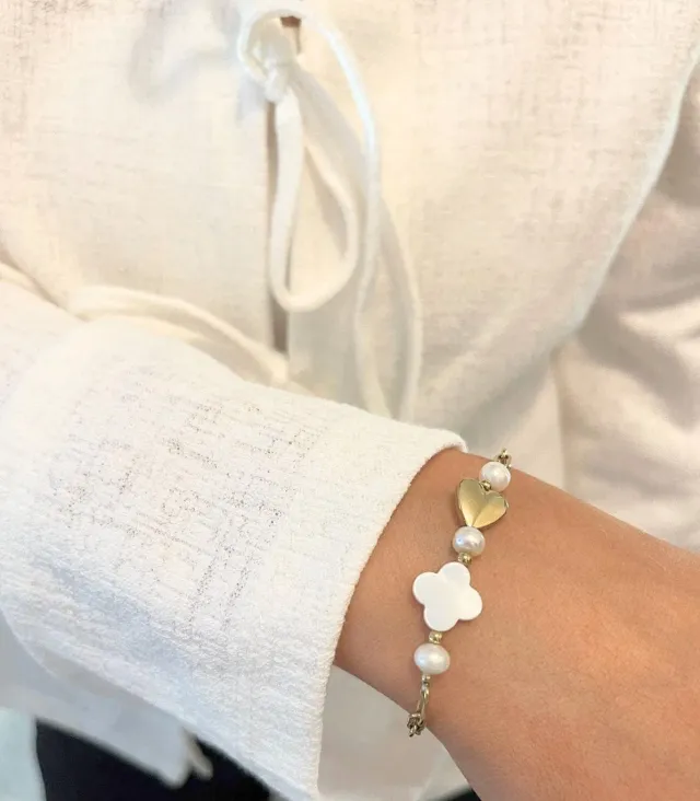 Mea Nani Stephany armbånd skjell 14K gull 16-19 cm