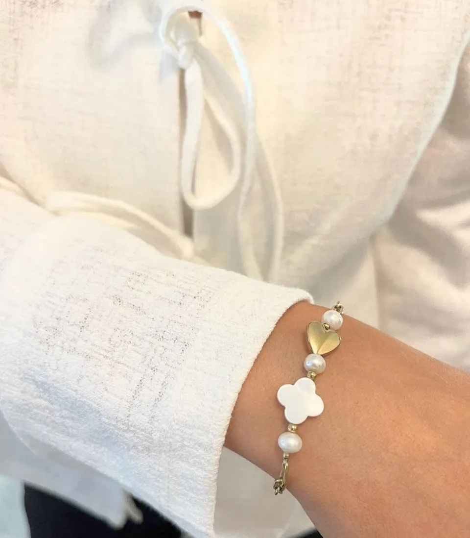 Mea Nani Stephany armbånd skjell 14K gull 16-19 cm