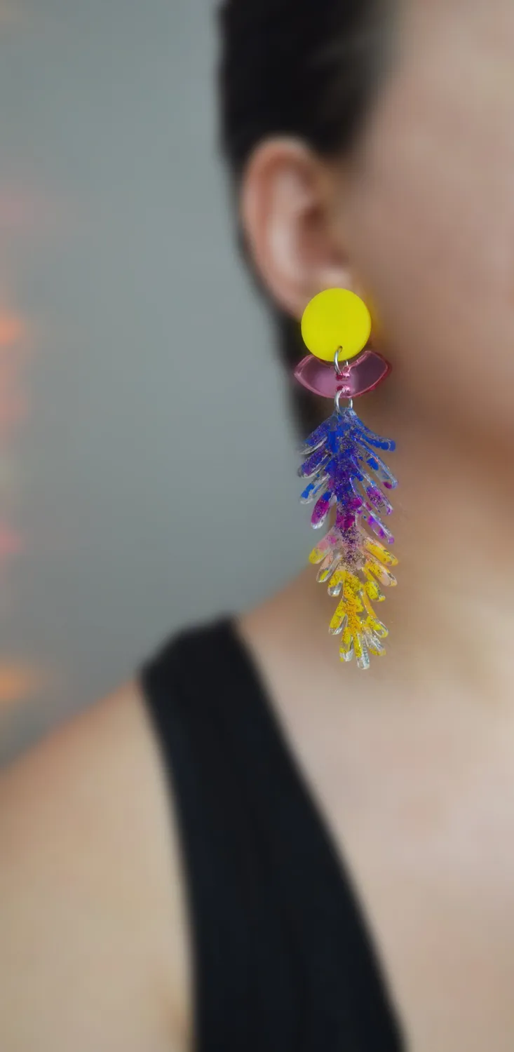 BooandBooFactory Ombre Branch øredobber gul lilla