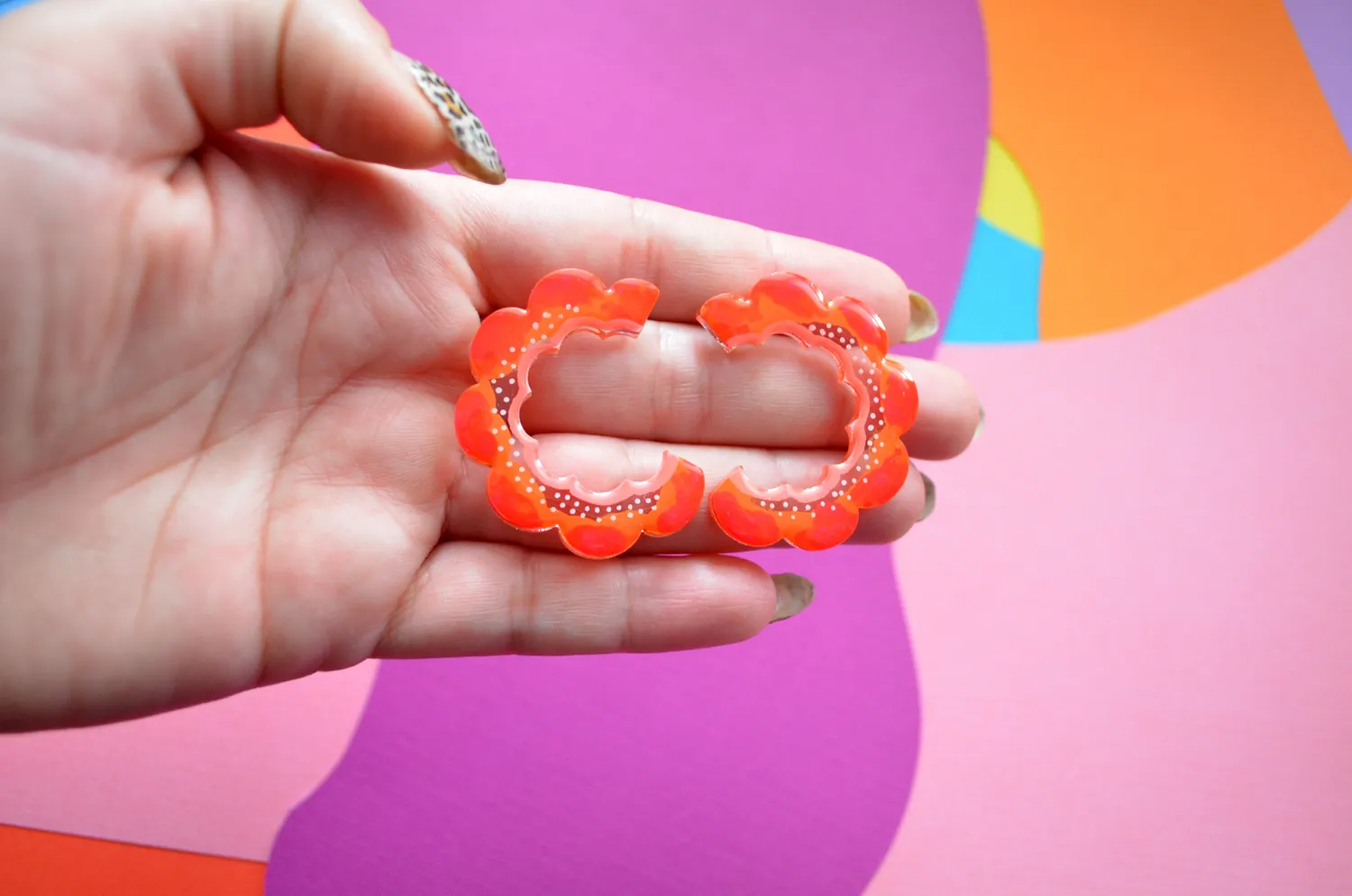 BooandBooFactory Orange Slice halv-hoop øredobber oransje