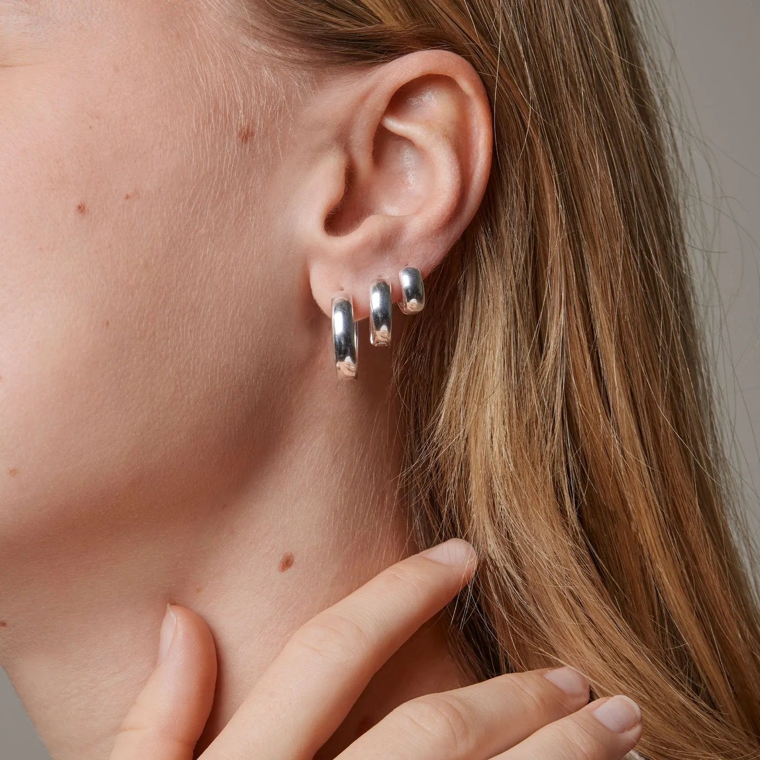 Enamel Classic Wide hoops 20 mm sølv bred