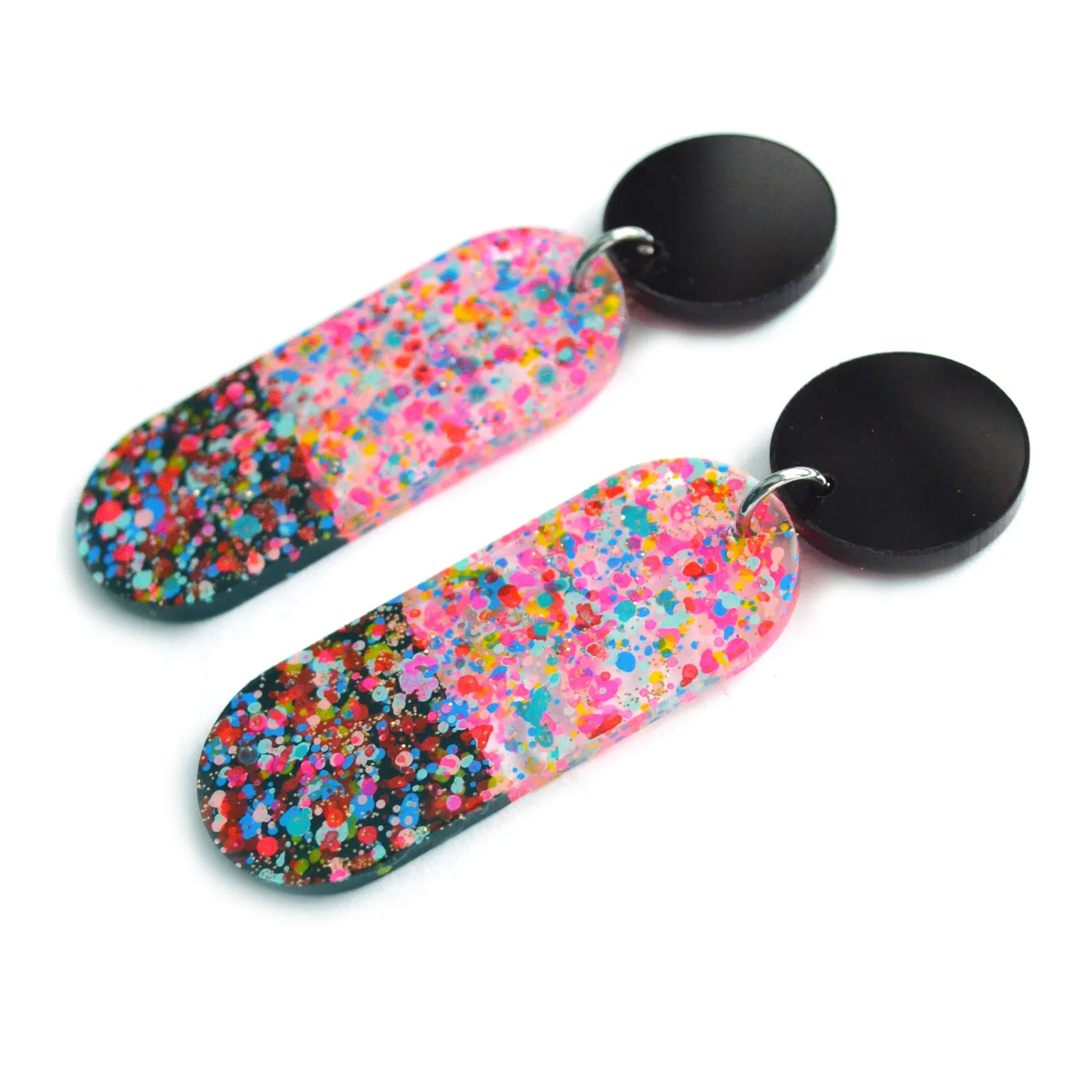 BooandBooFactory Confetti Oval øredobber resin konfetti